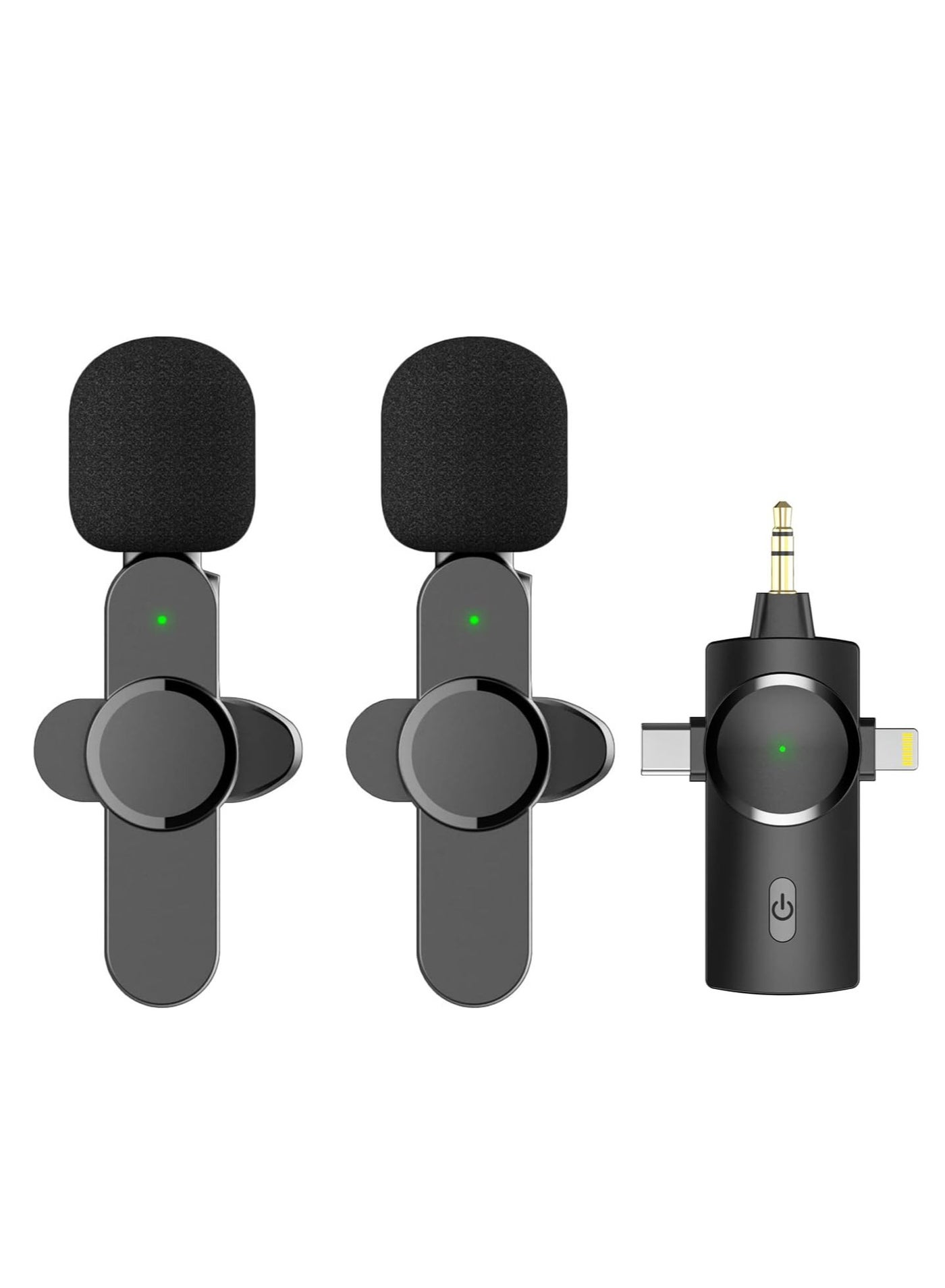 Dual Wireless Lavalier Lapel Microphone for iPhone, Android, Camera-Cordless Double Mics Plug-Play 2.4G Ultra Low Delay Built-in Noise Reduction Chip 7H Long Working Time for Two-Person Creator