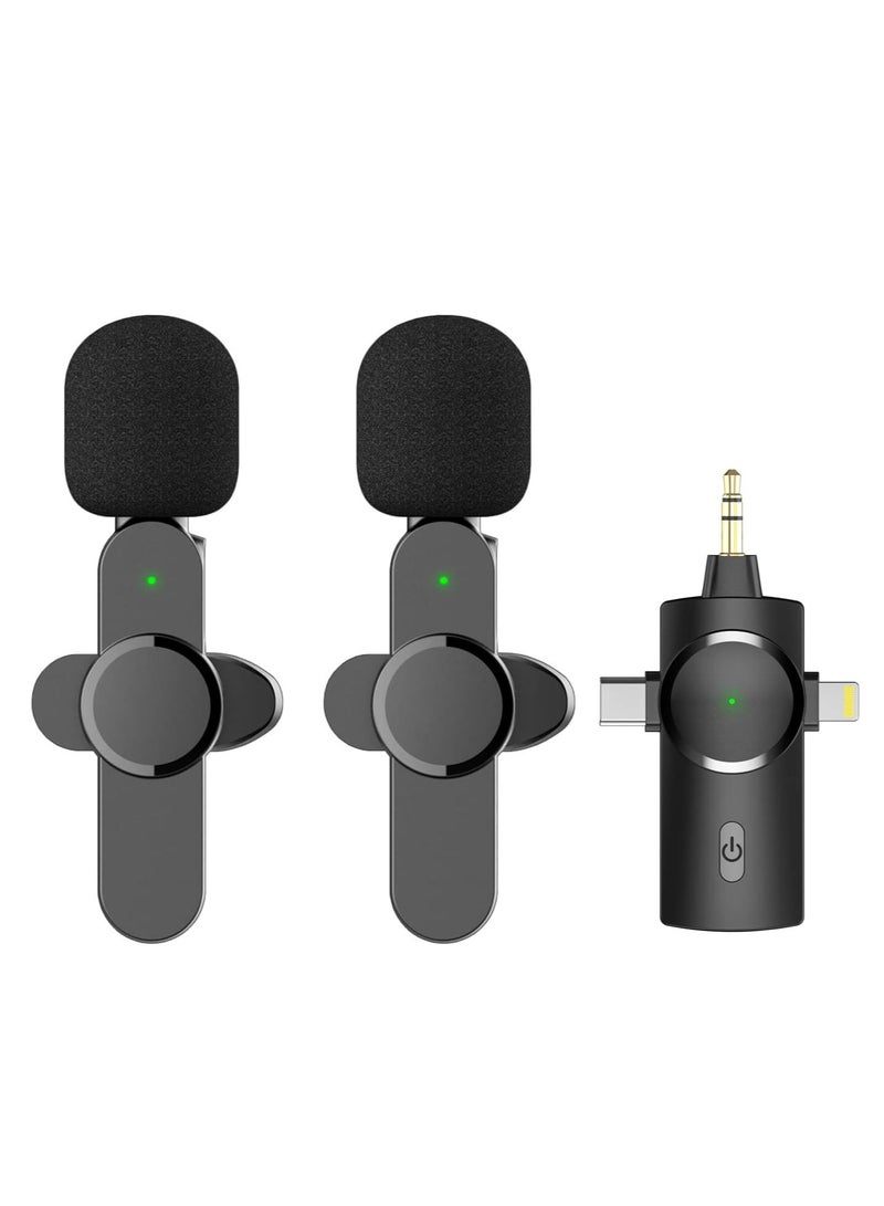 Dual Wireless Lavalier Lapel Microphone for iPhone, Android, Camera-Cordless Double Mics Plug-Play 2.4G Ultra Low Delay Built-in Noise Reduction Chip 7H Long Working Time for Two-Person Creator - Image 1