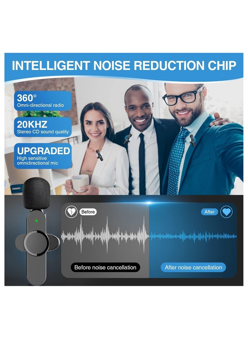 Dual Wireless Lavalier Lapel Microphone for iPhone, Android, Camera-Cordless Double Mics Plug-Play 2.4G Ultra Low Delay Built-in Noise Reduction Chip 7H Long Working Time for Two-Person Creator - Image 4