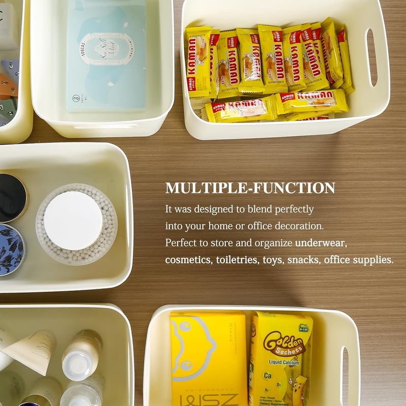 Eworld White Plastic Storage Bin with Handle, 26x18x10cm Bathroom & Kitchen Organizer Basket, Stackable Multipurpose Storage Container (Pack of 6, 8, 10, 12 & 20) - Image 4