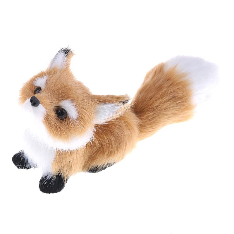 GUDVES Simulation Brown Fox Toy Furs Squatting Fox Model Home Decoration and Kids 6Inch Plush Mini Fox Pitching - Image 2