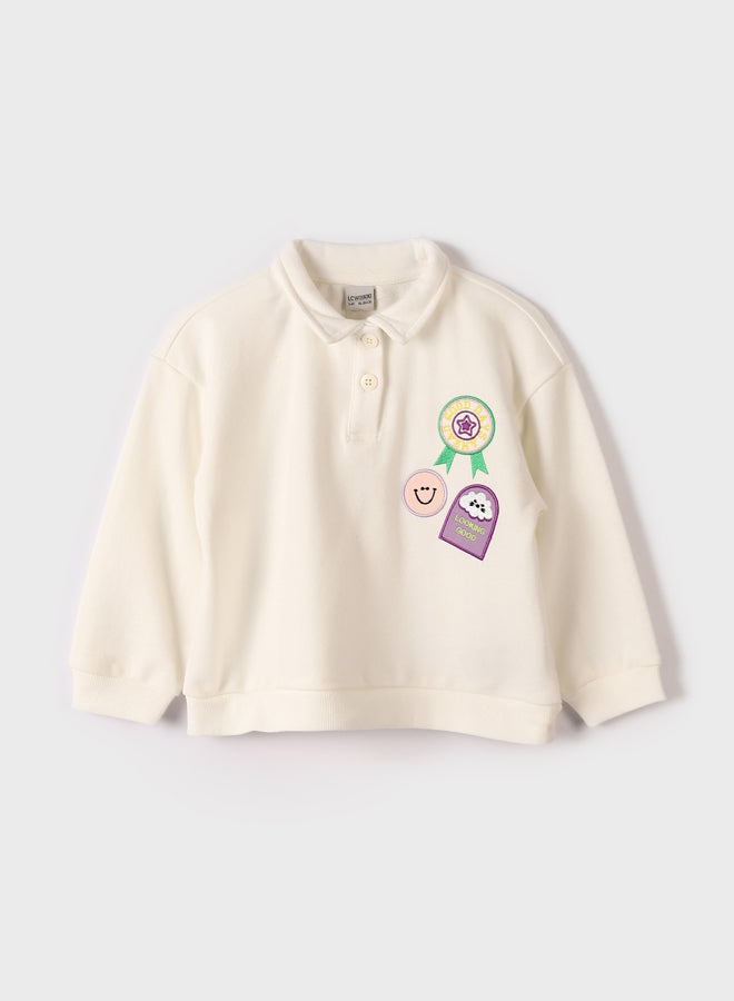 LC WAIKIKI Polo Neck Printed Long Sleeve Girl Sweatshirt - Image 1