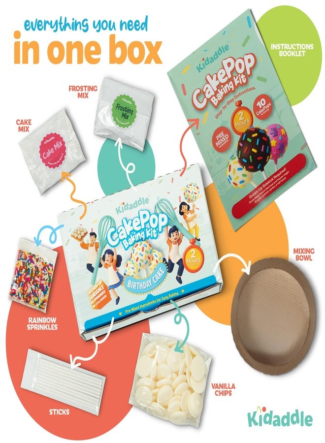 Kidaddle DIY Cake Pop Kit for Kids - Birthday Cake | Kid Baking Kit with Premeasured Ingredients, Decorating Supplies | Made in USA | Certified Kosher | Christmas Kids Gift for Girls & Boys - Image 2