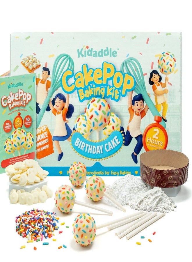 Kidaddle DIY Cake Pop Kit for Kids - Birthday Cake | Kid Baking Kit with Premeasured Ingredients, Decorating Supplies | Made in USA | Certified Kosher | Christmas Kids Gift for Girls & Boys - Image 1