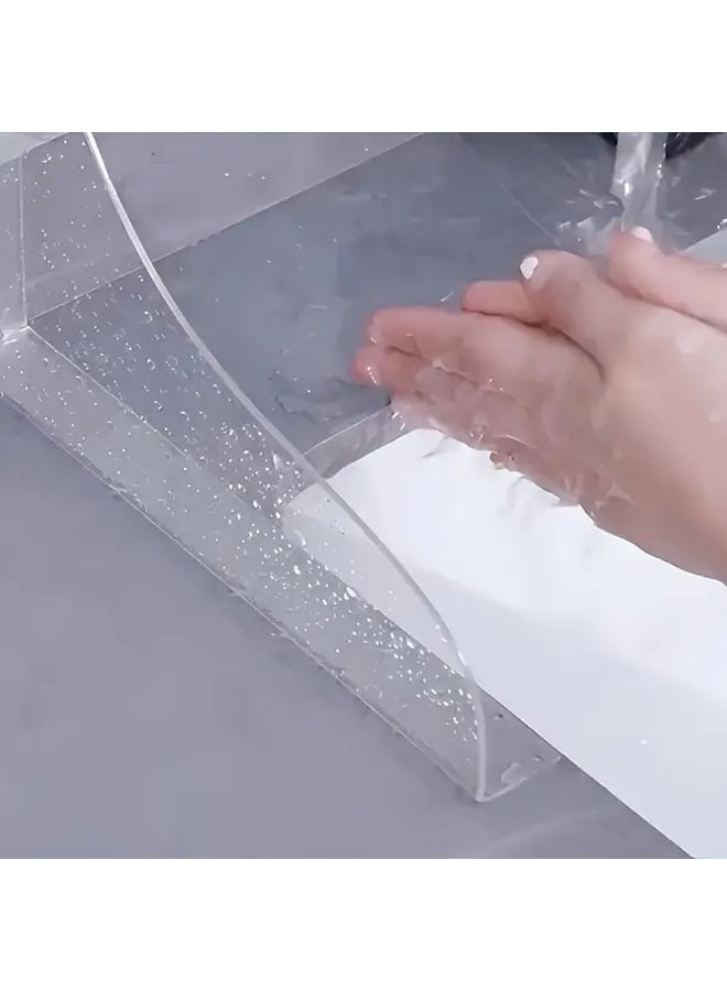 White Transparent Splash Guard Heavy Duty Clear Bathtub and Sink Design Suitable for Shower Bathtub Washbasin Easy Installation with Self Adhesive Strips No Tools Required Enhances Bathroom Safety and Cleaning Efficiency Elegant Appearance Durable Acrylic Material Bathroom Accessory Shower Accessory Bath Splash Guard Shower Seal Strip - Image 1