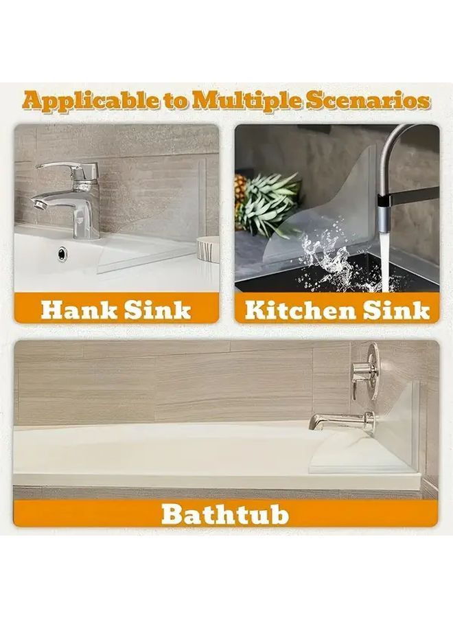 White Transparent Splash Guard Heavy Duty Clear Bathtub and Sink Design Suitable for Shower Bathtub Washbasin Easy Installation with Self Adhesive Strips No Tools Required Enhances Bathroom Safety and Cleaning Efficiency Elegant Appearance Durable Acrylic Material Bathroom Accessory Shower Accessory Bath Splash Guard Shower Seal Strip - Image 5
