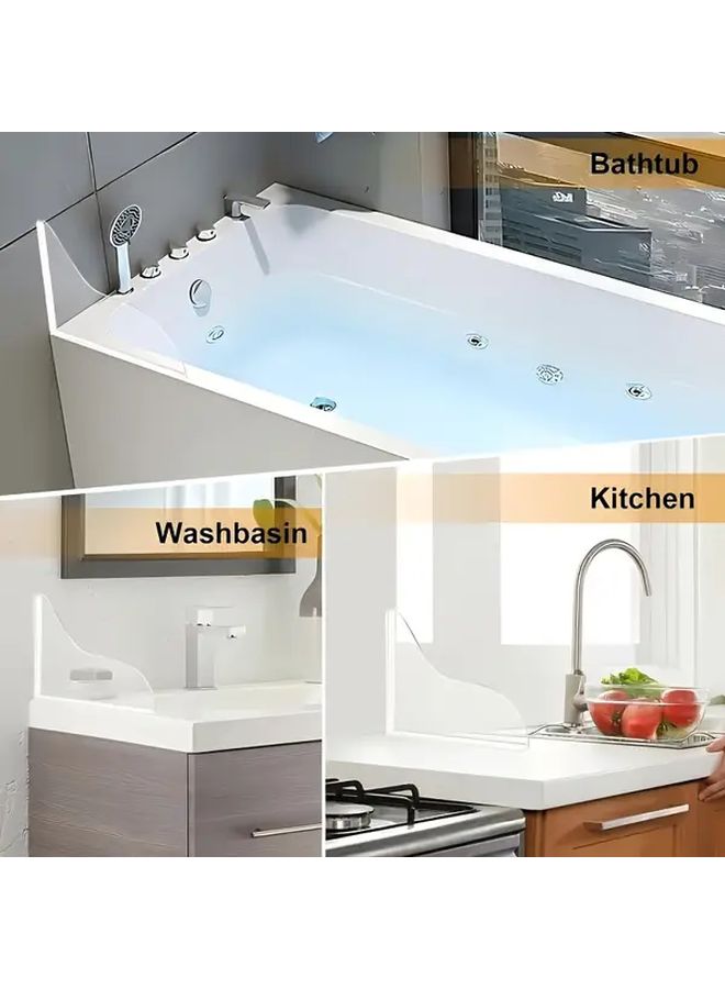 White Transparent Splash Guard Heavy Duty Clear Bathtub and Sink Design Suitable for Shower Bathtub Washbasin Easy Installation with Self Adhesive Strips No Tools Required Enhances Bathroom Safety and Cleaning Efficiency Elegant Appearance Durable Acrylic Material Bathroom Accessory Shower Accessory Bath Splash Guard Shower Seal Strip - Image 2