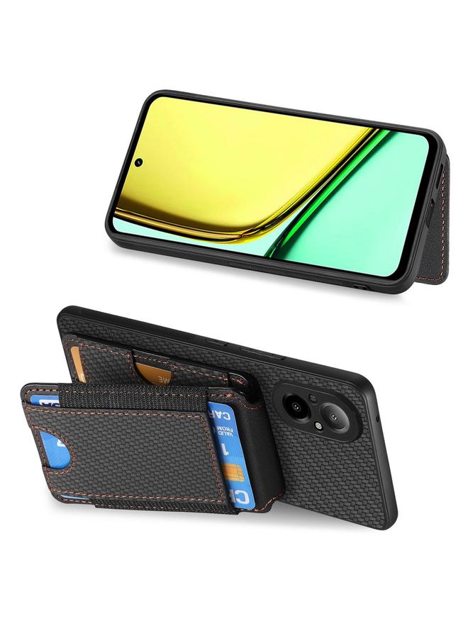 اس-توب جراب هاتف Realme 9 Pro من ألياف الكربون مع حامل محفظة عمودي قابل للطي - Image 5