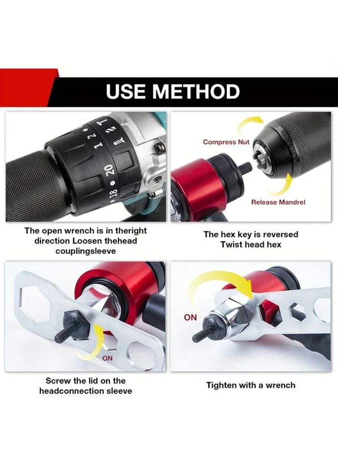 Rivet Nut Tool Adapter Kit M3 M4 M5 M6 M8 Portable Labor Saving Professional - Image 5