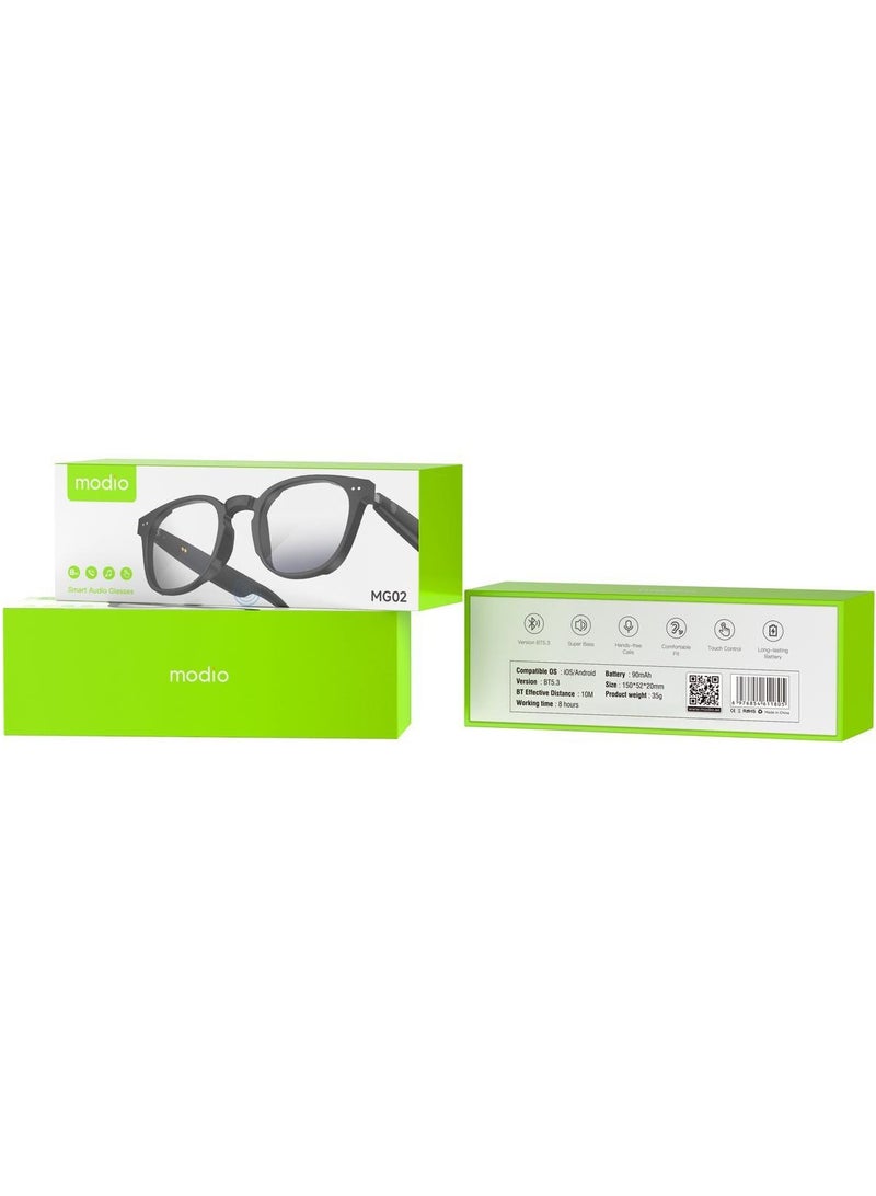 Modio MG02 Smart Audio Glasses with Super Bass Sound, Multi-Purpose Touch Control, and Long-Lasting Battery - Image 2