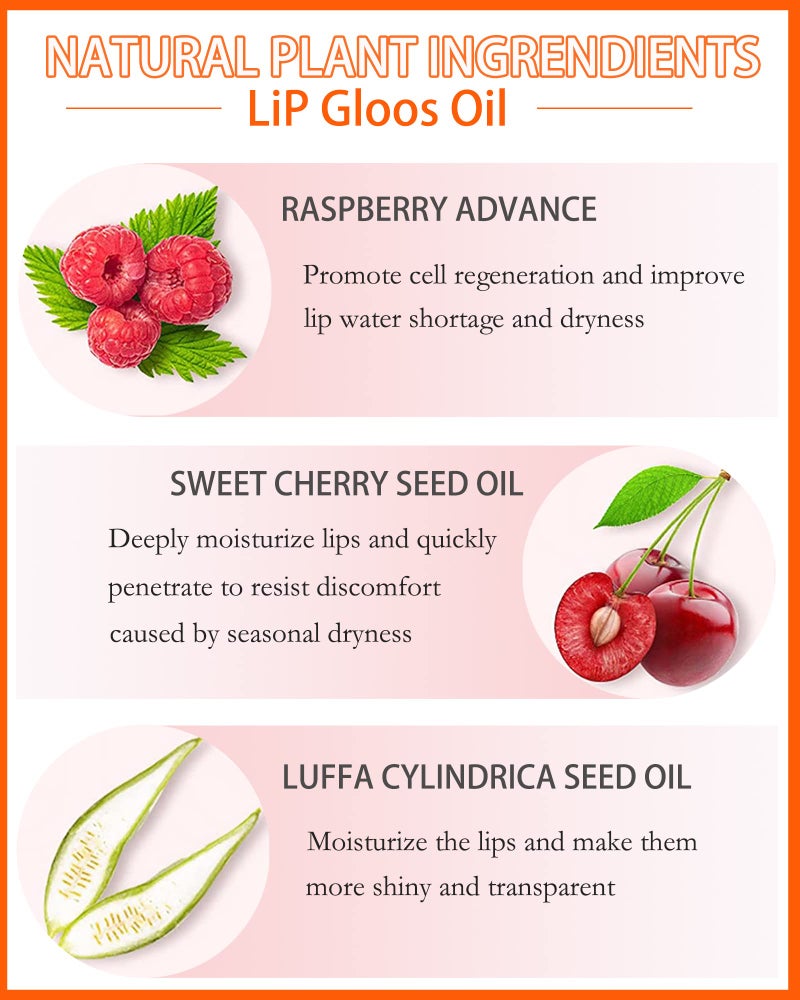LYSdefeu Hydrating Plumping Lip Glow Oil,Tinted Lip Gloss Lip Stain,Glow Reviver Lip Oil,Long Lasting Moisturizing Clear Lip Plumping Oil Tint for Lip Care and Dry Lips,Women's Day Makeup Gift for Women-004 - Image 2