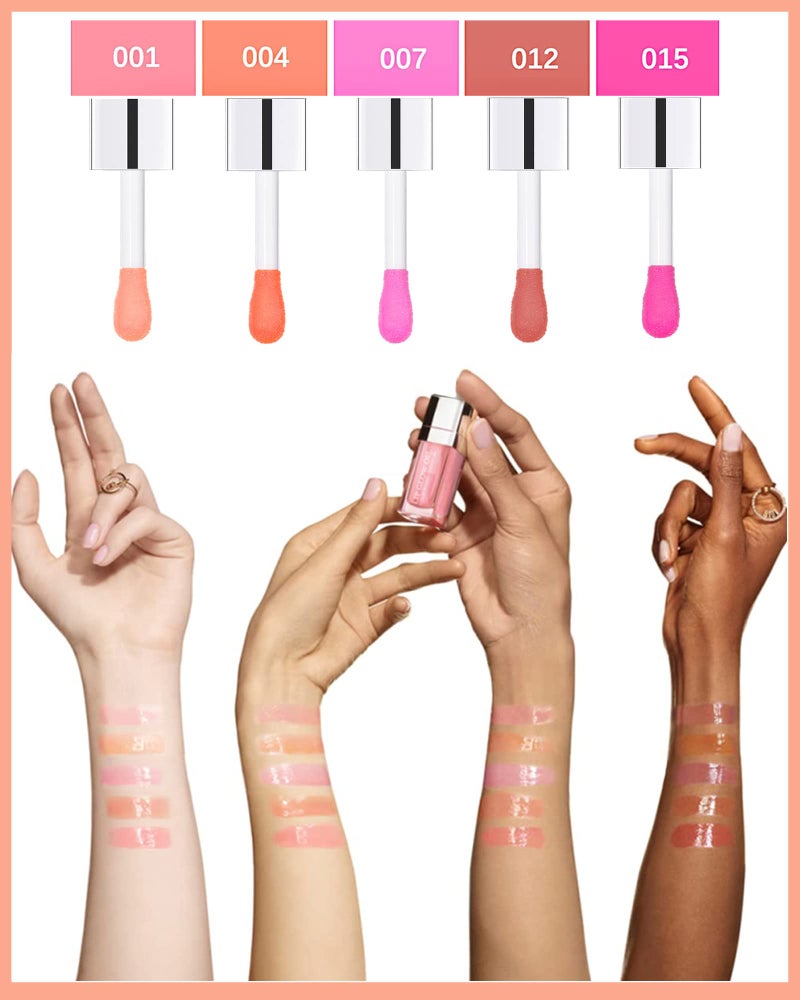 LYSdefeu Hydrating Plumping Lip Glow Oil,Tinted Lip Gloss Lip Stain,Glow Reviver Lip Oil,Long Lasting Moisturizing Clear Lip Plumping Oil Tint for Lip Care and Dry Lips,Women's Day Makeup Gift for Women-004 - Image 5