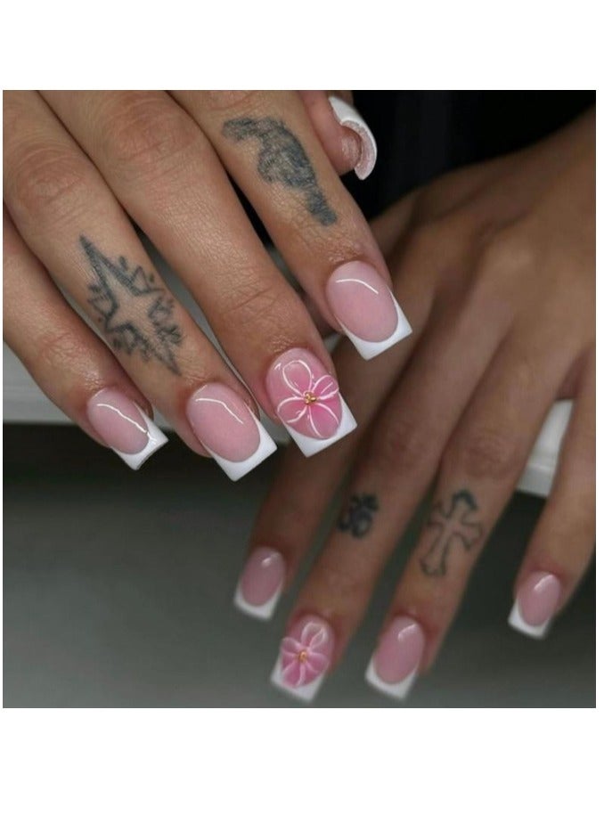 OASIS-TH 24 Piece Press On Nail,Fashionable And Elegant,Manicure Wearable Fake Nail Stickers Removable Finished Nail Accessories,Fake Acrylic Nails With Kit. - Image 1