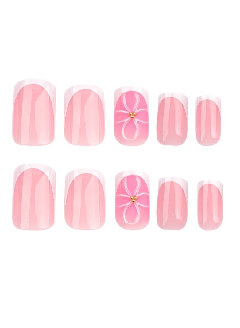 OASIS-TH 24 Piece Press On Nail,Fashionable And Elegant,Manicure Wearable Fake Nail Stickers Removable Finished Nail Accessories,Fake Acrylic Nails With Kit. - Image 3