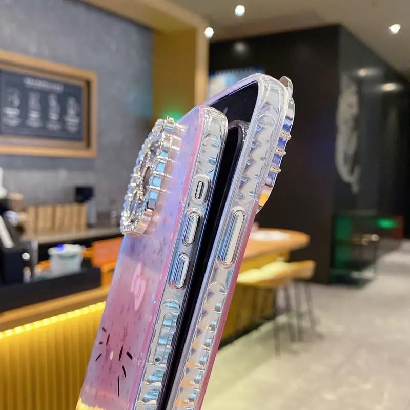 Mobistyle Designed for iPhone 14,Cute Sparkling Cat Pattern Camera Protection Back Cover Case for Women Girls | iPhone 14,Pink | - Image 5