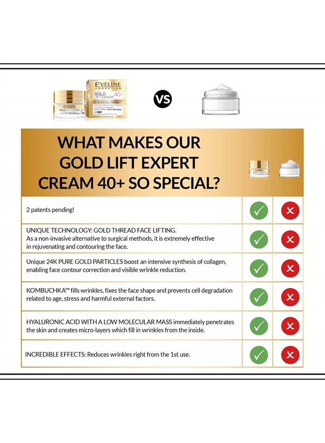 EVELINE COSMETICS GOLD LIFT EXPERT 40+ FACE FIRMING CREAM SERUM WITH 24K GOLD - Image 5