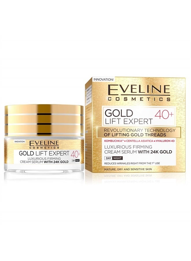 EVELINE COSMETICS GOLD LIFT EXPERT 40+ FACE FIRMING CREAM SERUM WITH 24K GOLD - Image 1