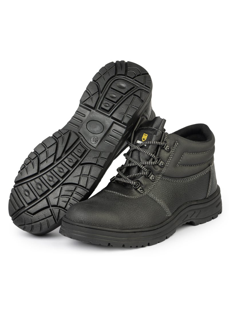 Safe Work Men Safety Shoes, PU Leather - Steel Toe, Slip Resistant, Black - Image 5