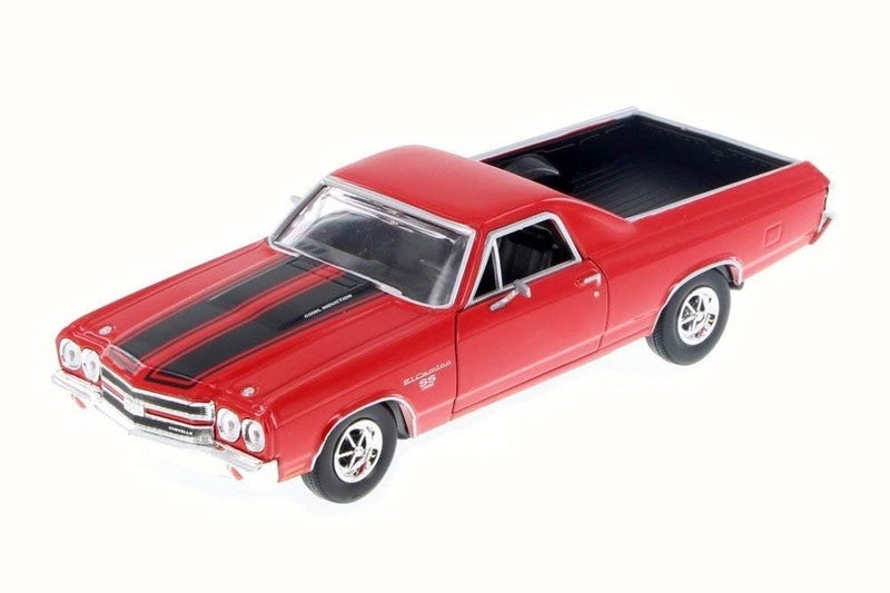 Motormax 1970 Chevrolet El Camino SS 396 Red with Black Stripes 1/24 Diecast Model Car - Image 2