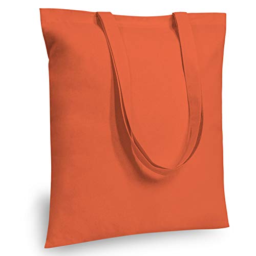 TOPDesign 6-Pack Economical 16"x15" Orange Cotton Tote Bag, Lightweight Medium Reusable Grocery Shopping Cloth Bags, Suitable for DIY, Advertising, Promotion, Gift, Activity - Image 1
