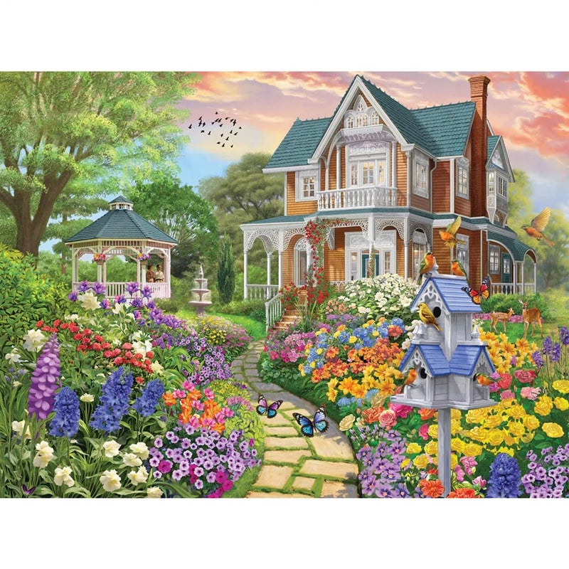 Bits and Pieces 300 Piece Puzzles for Adults 300 Large Pieces 18 x 24 Jigsaw Puzzles Flowers Birds Gazebo Random Die Cut No 2 Pieces Alike Victorian Garden Path - Image 3