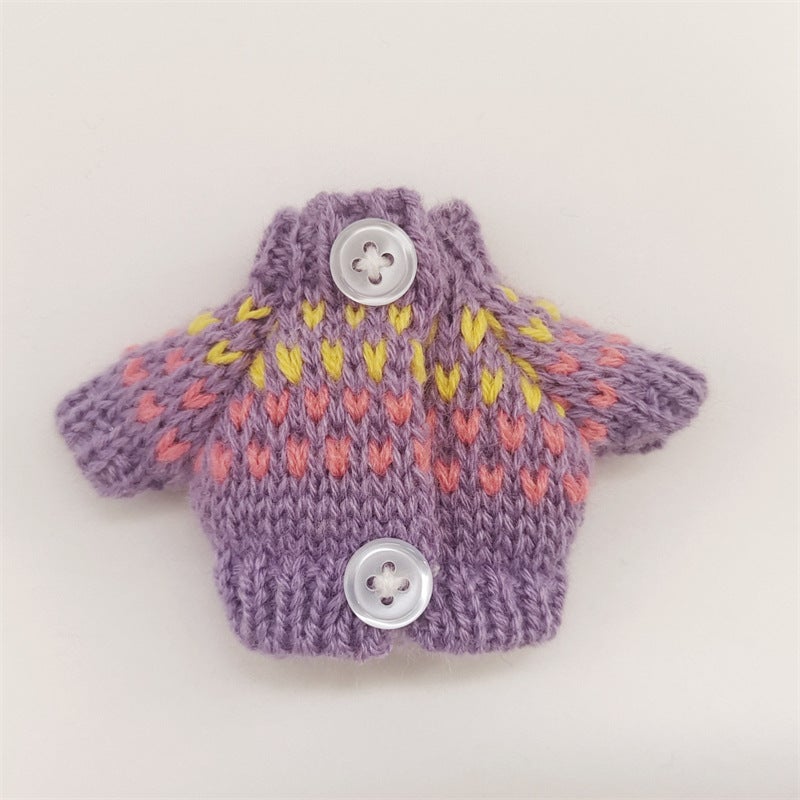 Trendy Labubu Doll Clothes Sweaters Scarves Purple button sweater one-piece 