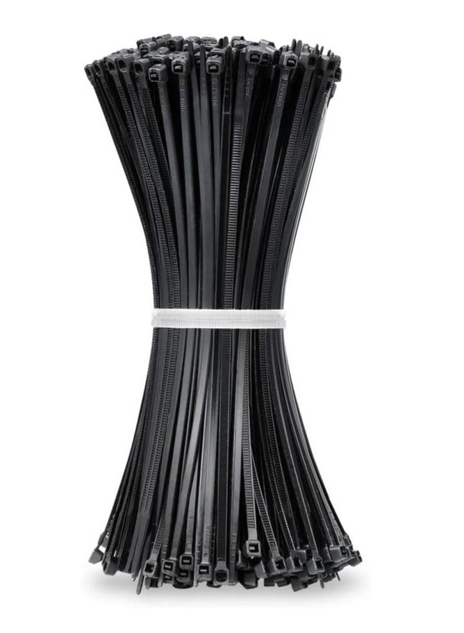 Loquat Cable Ties 250mm x 4mm - Black Nylon Zip Tie Wrap - Self-Locking for Home, Office, Garden, Garage, and Workshop (Pack of 100) - Image 1