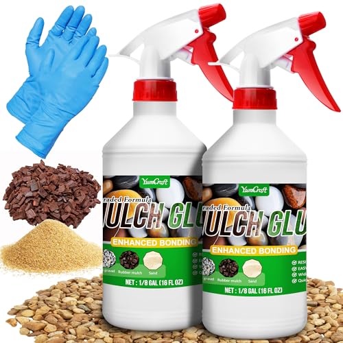 YumCraft Mulch Glue - 32oz Adhesive Pea Gravel Binder for Landscaping, Garden - Concentrate Landscape Rock Stabilizer, Last up to 2 Years, Gravel Lock for Bonding Bark, Sand - Image 1