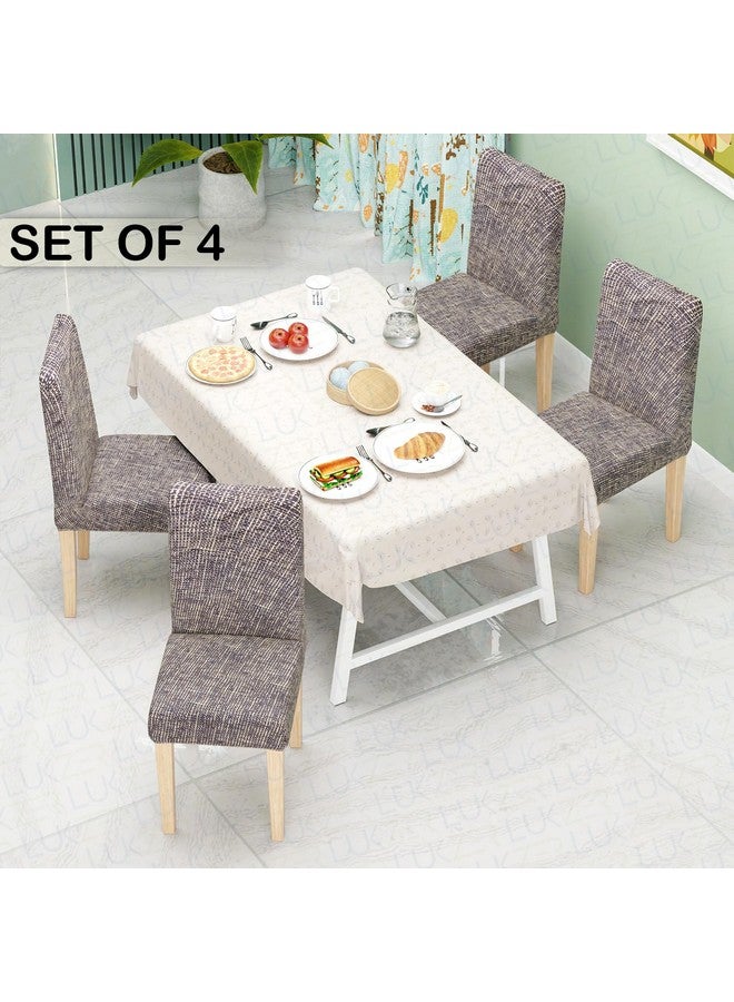 Lukzer غطاء كرسي طعام قابل للتمدد بتصميم بطانة بنية من لوكزر 4 قطع | غطاء قابل للإزالة والغسل يناسب جميع الكراسي | 140 جرام من البوليستر سباندكس | غطاء واقي مرن للكراسي في المنزل والفنادق (CC-024-04) - Image 2