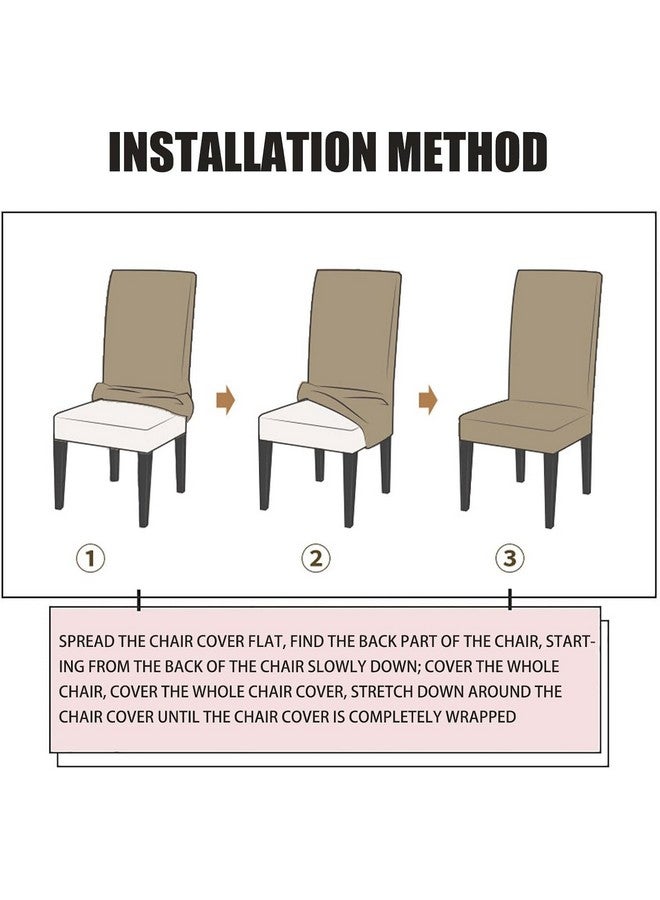 Lukzer غطاء كرسي طعام قابل للتمدد بتصميم بطانة بنية من لوكزر 4 قطع | غطاء قابل للإزالة والغسل يناسب جميع الكراسي | 140 جرام من البوليستر سباندكس | غطاء واقي مرن للكراسي في المنزل والفنادق (CC-024-04) - Image 4