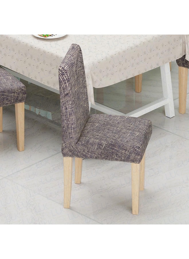 Lukzer غطاء كرسي طعام قابل للتمدد بتصميم بطانة بنية من لوكزر 4 قطع | غطاء قابل للإزالة والغسل يناسب جميع الكراسي | 140 جرام من البوليستر سباندكس | غطاء واقي مرن للكراسي في المنزل والفنادق (CC-024-04) - Image 5