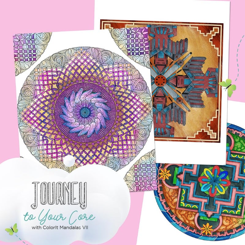 ColorIt كتاب تلوين مانديلاز المجلد السابع مع غلاف حلزوني للبالغين يحتوي على 50 نمط مانديلا للاسترخاء وتخفيف التوتر - يشمل صفحات مثقوبة، ورق سميك، أغلفة صلبة، وصفحة امتصاص الحبر - Image 2