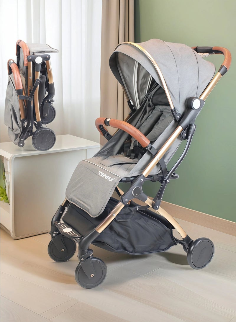 Foldable One-click Ultra Lightweight Travel Stroller with Foldable Gear for Airplane Adjustable Canopy Absorbent Multi Position Reclining Seat Foldable Storage Basket NO.1104 - Image 1