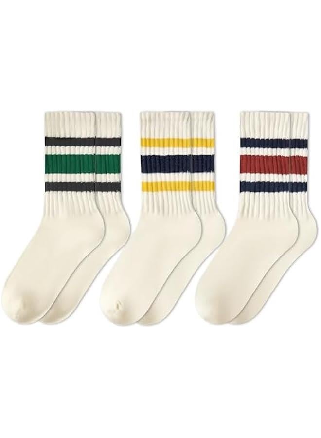 Womens Striped Socks Retro Crew Socks Women Slouchy Athletic Calf Tube Socks - Image 1