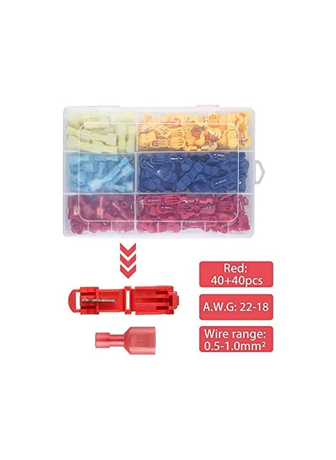 PROMASS promass 240PCS T-Tap Wire Connectors, Self-Stripping Quick Splice Electrical Wire Terminals, Insulated Male Quick Disconnect Spade Terminals Assortment Kit with Storage Case (240)  - Image 4