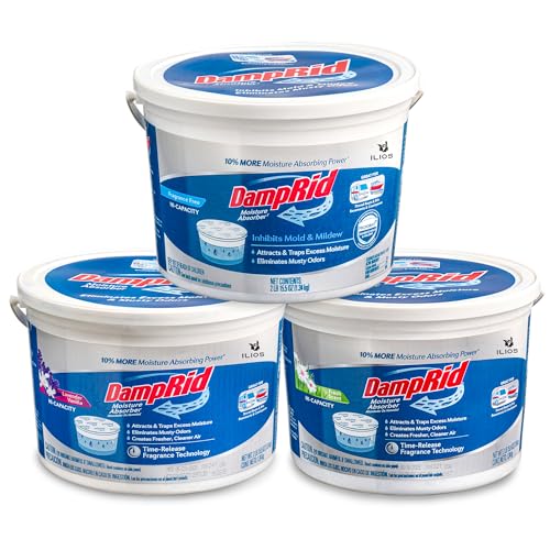 ILIOS Damp Rid Moisture Absorber Bucket 3 Pack (2 lb. each) Hi-Capacity Moisture Absorbers, Room Odor Eliminator for Bathroom, Fragrance Free, Lavender Vanilla & Fresh Scent Packed By ILIOS - Image 2