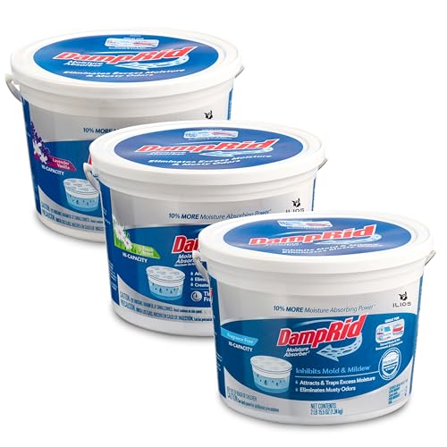 ILIOS Damp Rid Moisture Absorber Bucket 3 Pack (2 lb. each) Hi-Capacity Moisture Absorbers, Room Odor Eliminator for Bathroom, Fragrance Free, Lavender Vanilla & Fresh Scent Packed By ILIOS - Image 1
