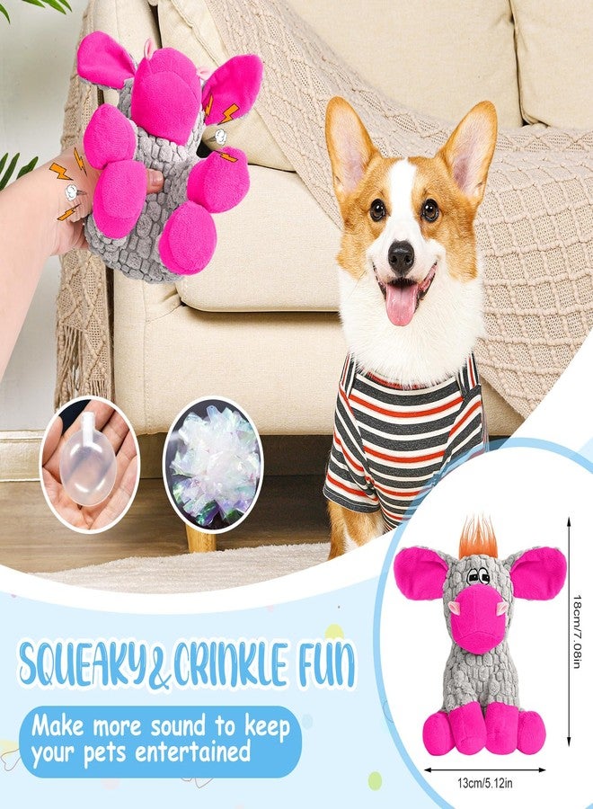 Wonfly Stuffed Dog Squeak Toys, Tough Crinkle Stuffed Animal Squeaky Interactive Toys, Dog Chew Toys for Puppy, Small, Middle, Plush Chew Toys Pink Donkey - Image 3