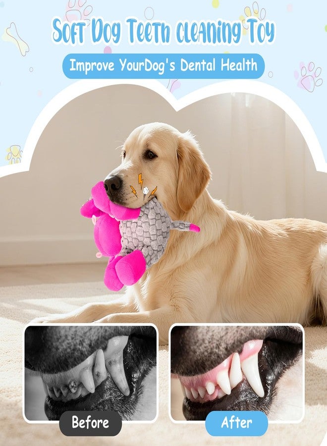 Wonfly Stuffed Dog Squeak Toys, Tough Crinkle Stuffed Animal Squeaky Interactive Toys, Dog Chew Toys for Puppy, Small, Middle, Plush Chew Toys Pink Donkey - Image 4