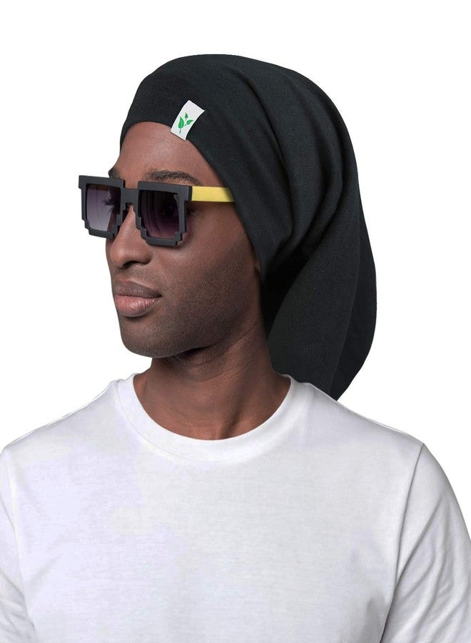 Winitas Silk Satin Bonnet for Mens with Curly Hair Adjustable Black - Image 2