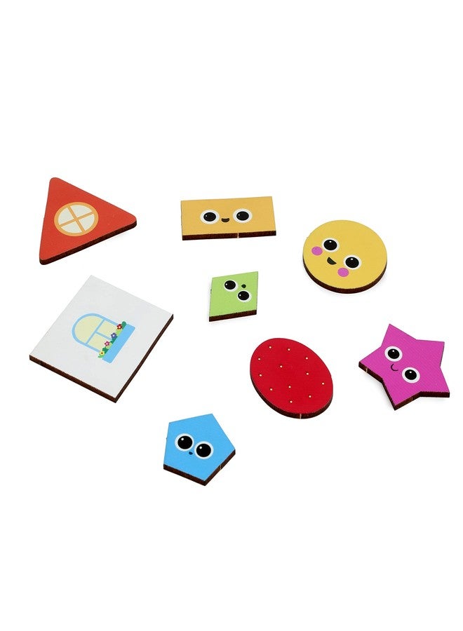 Fiddlys Wooden Learning Educational Puzzle for Kids & Children Age 4+ Double Layered Wooden Puzzles with Bright Front & Back Print (Shapes) - Image 5