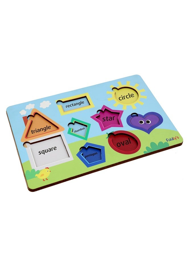 Fiddlys Wooden Learning Educational Puzzle for Kids & Children Age 4+ Double Layered Wooden Puzzles with Bright Front & Back Print (Shapes) - Image 4