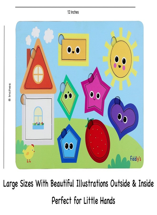 Fiddlys Wooden Learning Educational Puzzle for Kids & Children Age 4+ Double Layered Wooden Puzzles with Bright Front & Back Print (Shapes) - Image 3