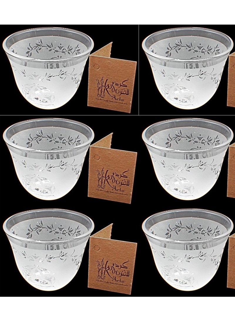 KuduArts Arabic coffee cup glass set 6 pieces - Image 1