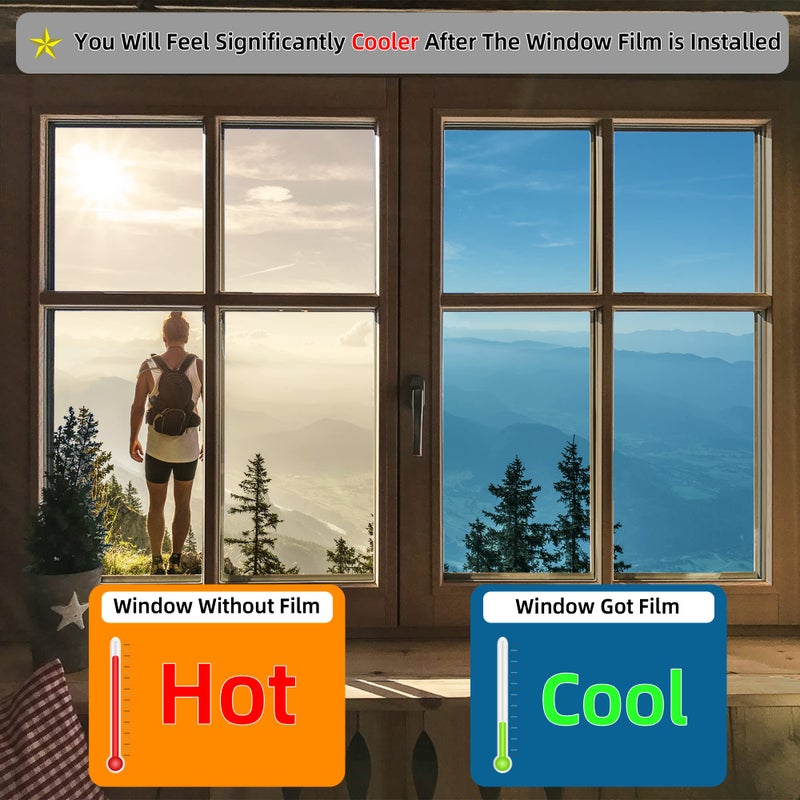 FuFin One-Way Window Privacy Film with Free Installation Tools,Premium PET Material,Heat Control 99% UV Blocking and Privacy Protection Window Film.Window Tint for Home Office (Blue 17.5"Ã—78.7") - Image 4