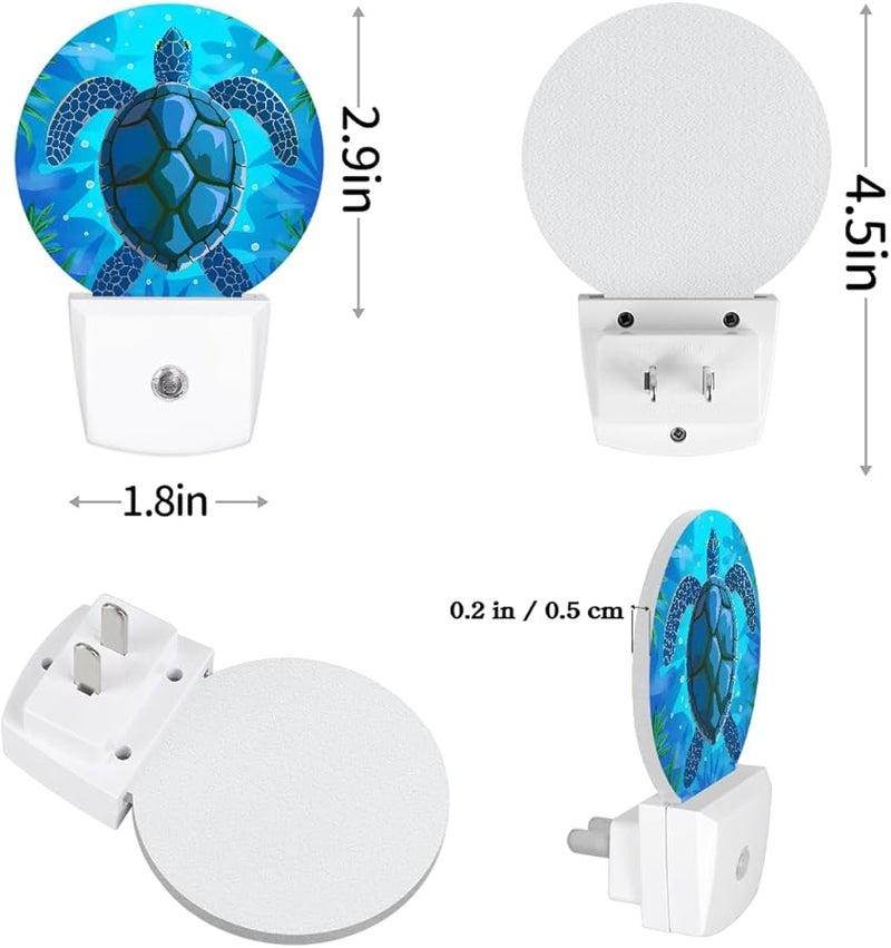Ocean Sea Turtle LED Night Light Plug In Auto On Off Dark Blue 2 Pack - Image 5