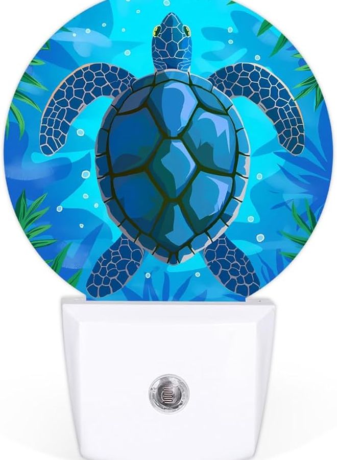 Ocean Sea Turtle LED Night Light Plug In Auto On Off Dark Blue 2 Pack - Image 3