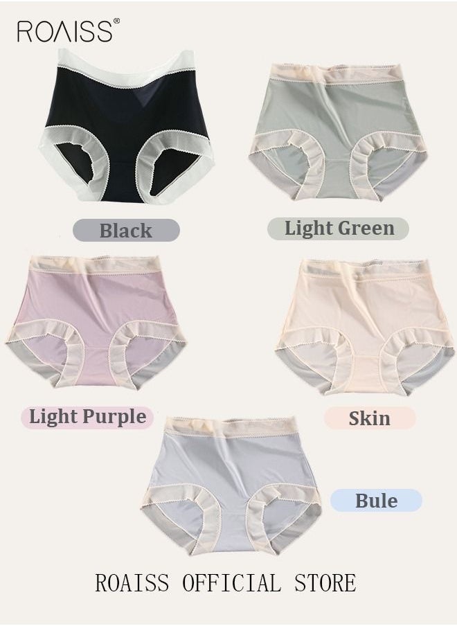 roaiss - 5 Piece Breifs Women Safety Panties Ultra Thin Ice Silk Leggings Antibacterial Underwear Breathable Stretch Shorts Womens High Rise Stretch Traceless Smooth Skinny Britches - Image 1