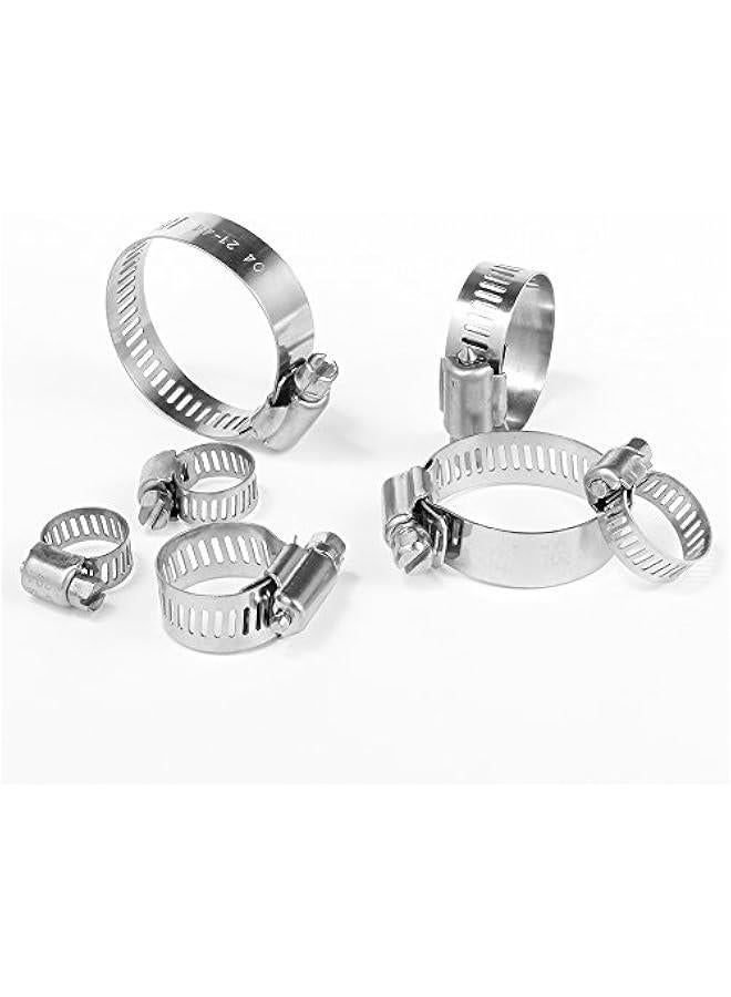 Arabest 60-Piece Stainless Steel Hose Clamp Kit, Adjustable 1/4''-1-1/2'' Worm Gear Metal Fuel Line Clamps for Plumbing, Automotive, and Mechanical Use  - Image 2