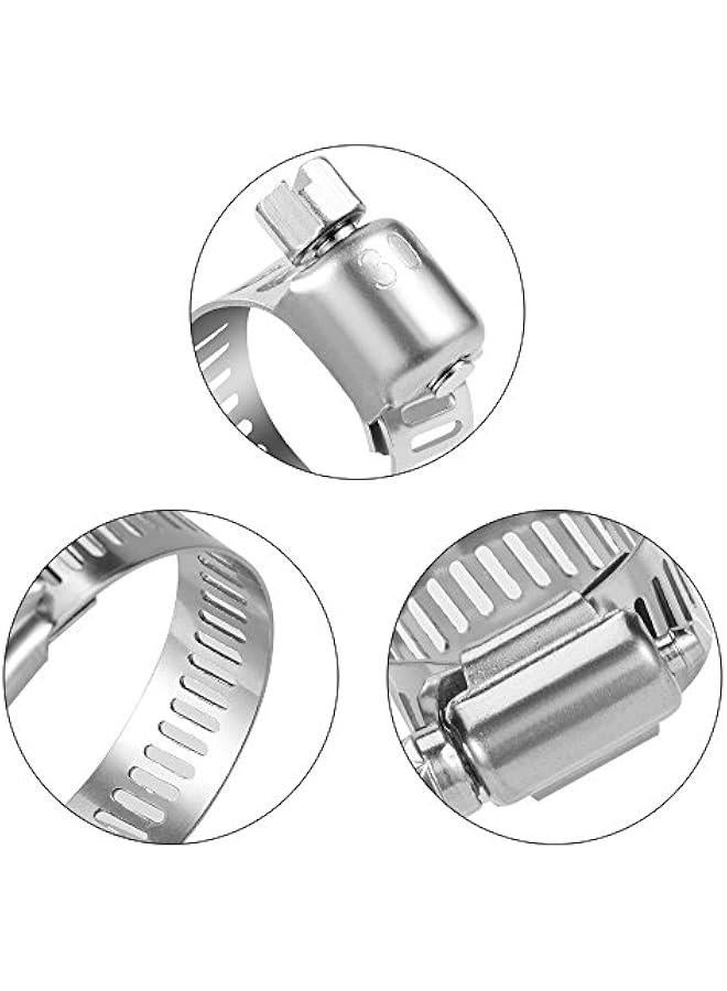 Arabest 60-Piece Stainless Steel Hose Clamp Kit, Adjustable 1/4''-1-1/2'' Worm Gear Metal Fuel Line Clamps for Plumbing, Automotive, and Mechanical Use  - Image 3